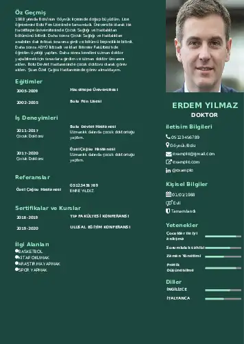 Doktor örnek cv indir